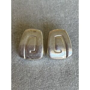Vintage 999 Silver Geometric Design Pierced Earrings Estate Jewelry